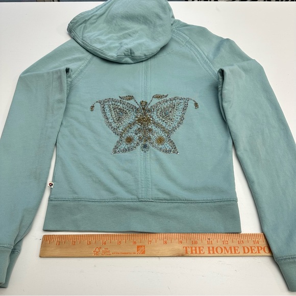 Twisted Heart Cotton Hoodie Green Butterfly Bead Embroidery  America Everlasting - Picture 4 of 12